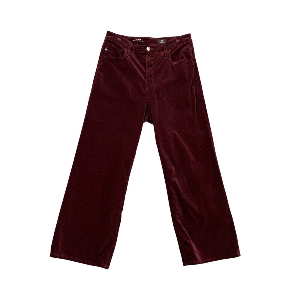 AG Adriano Goldschmied Pants Women 32 The Etta High Waisted Wide Leg Crop Velvet